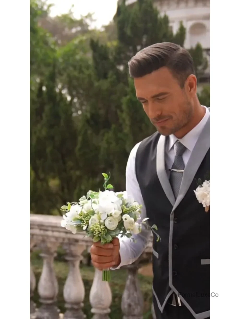 Men's Slim Fit Suit Vest, Shawl Collar Formal Business Dress Waistcoat, Wedding